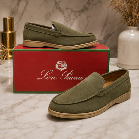 Loro Piana Premium Suede Loafers – Olive Green