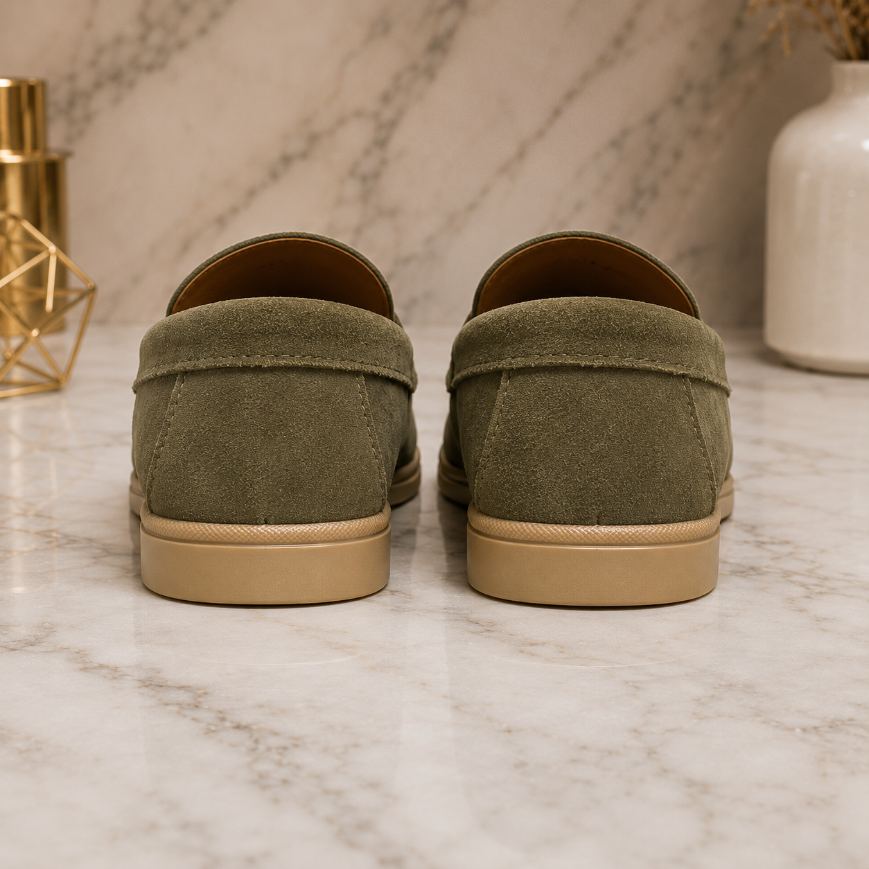 Loro Piana Premium Suede Loafers – Olive Green