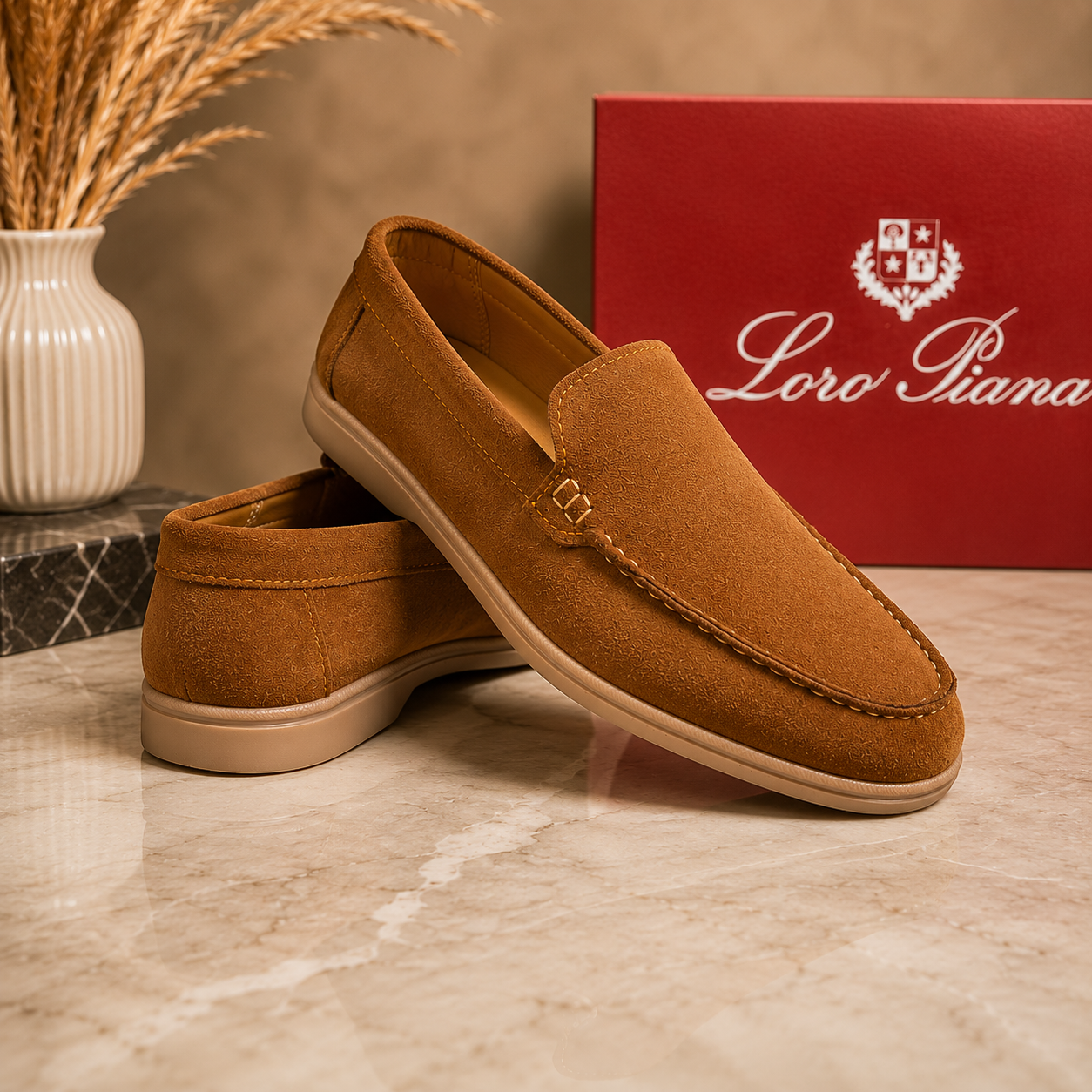 Loro Piana Premium Suede Loafers – Camel