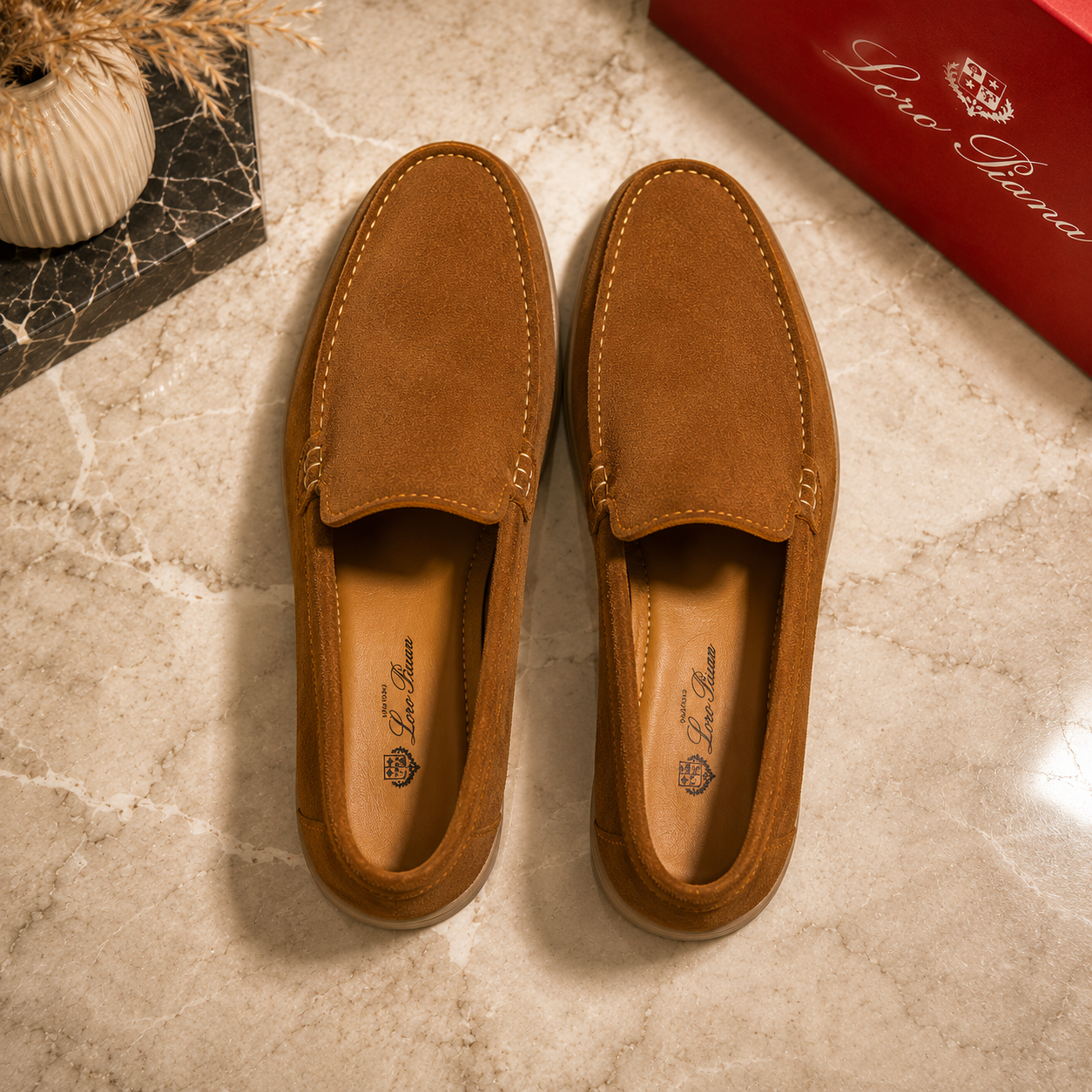 Loro Piana Premium Suede Loafers – Camel