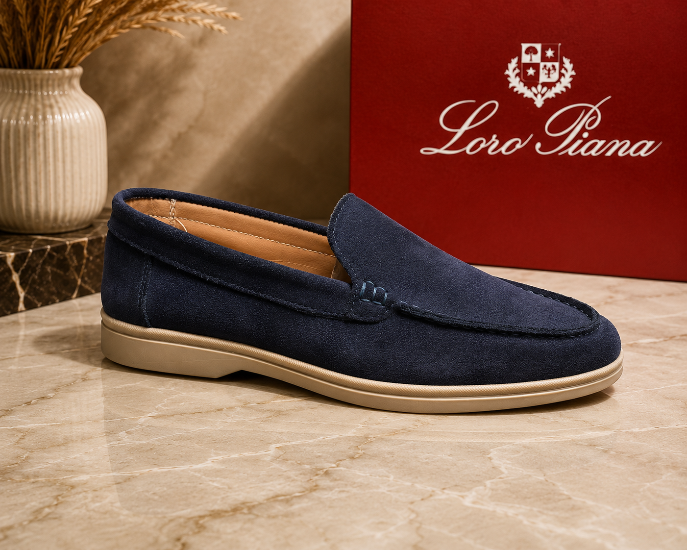 Loro Piana Premium Suede Loafers – Navy Blue