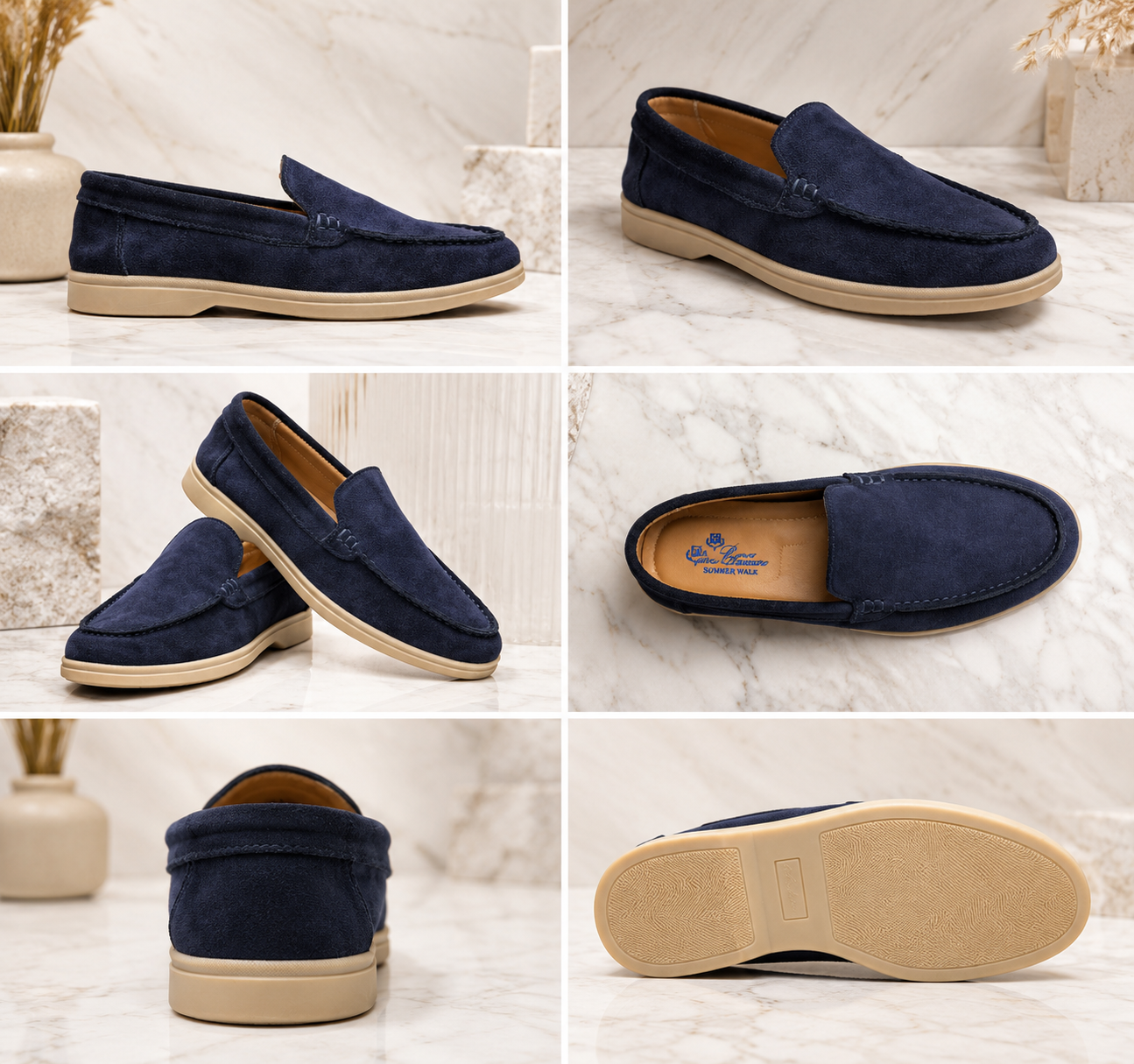 Loro Piana Premium Suede Loafers – Navy Blue
