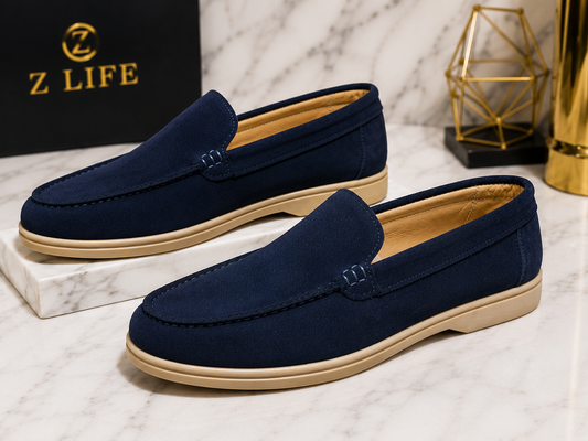 Loro Piana Premium Suede Loafers – Navy Blue