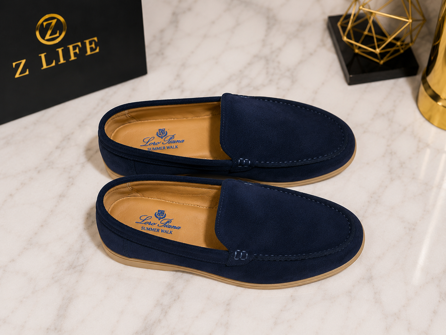 Loro Piana Premium Suede Loafers – Navy Blue