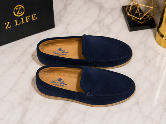 Loro Piana Premium Suede Loafers – Navy Blue