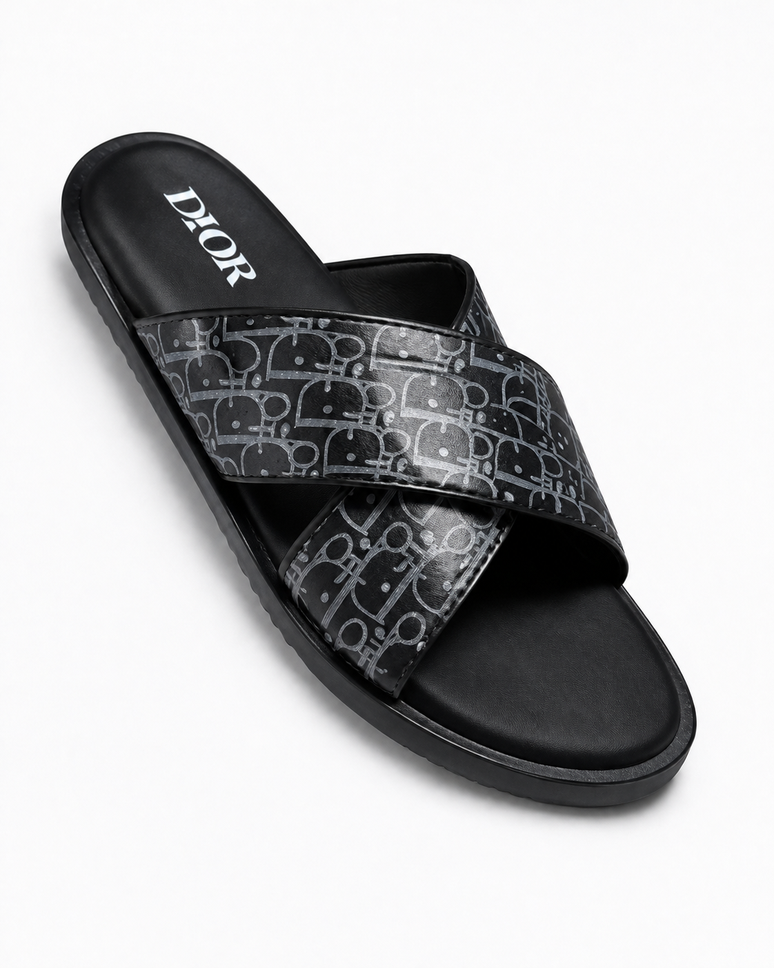 Dior Oblique Cross Strap Slides – Grey