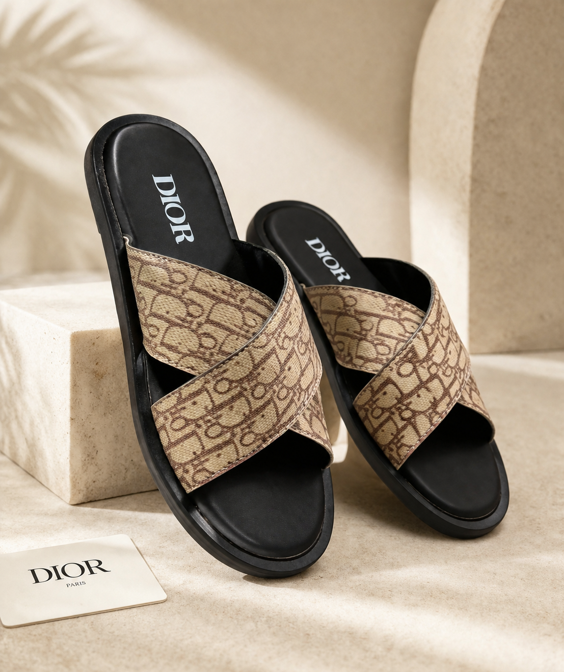 Dior Oblique Cross Strap Slides – Skin